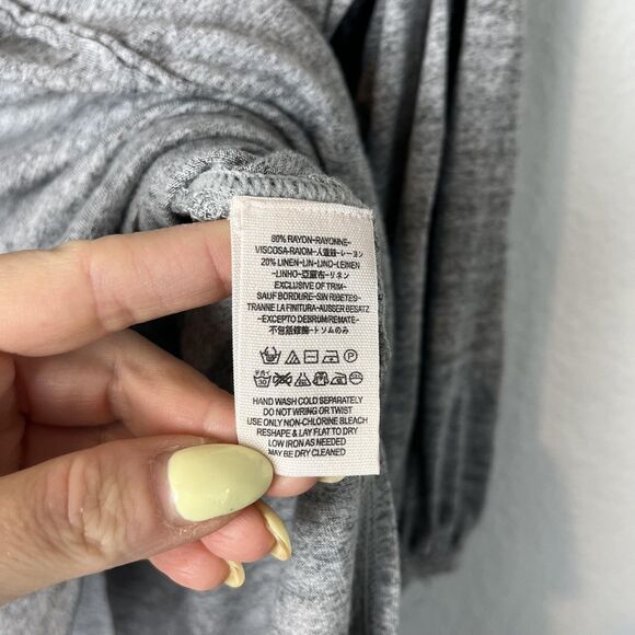 We The Free Sweater Womens Medium Gray Oversized Linen Blend Boho Tunic Top - Picture 4 of 7